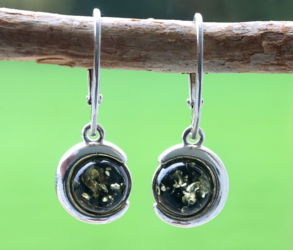 Green Amber Gem Earrings