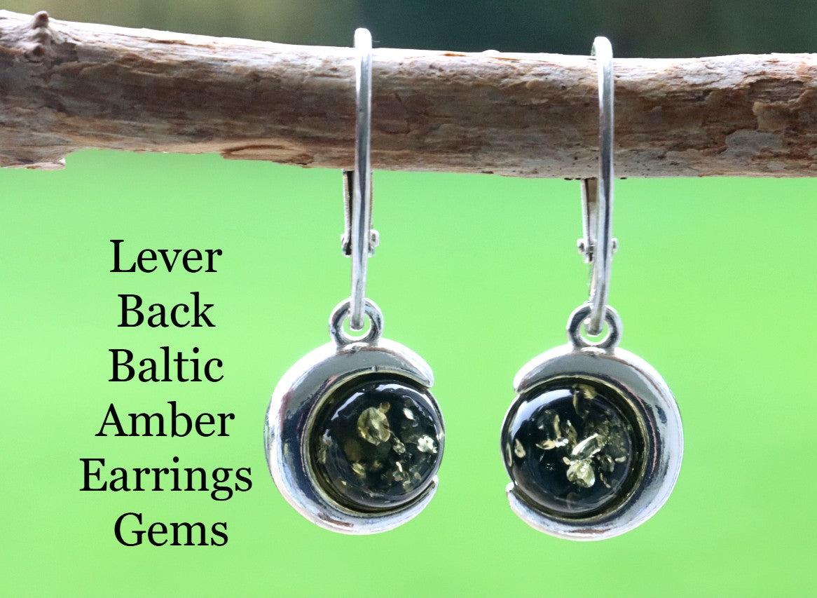 Green Amber Gem Earrings