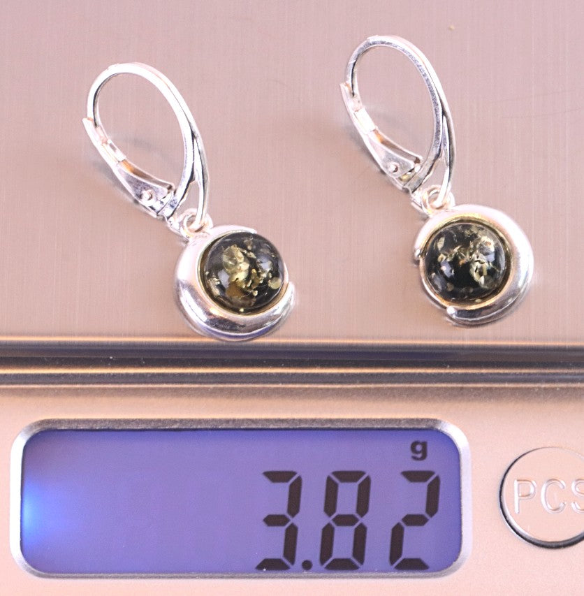 Green Amber Gem Earrings