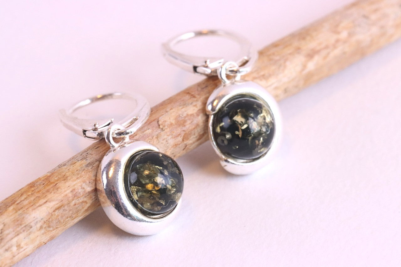 Green Amber Gem Earrings