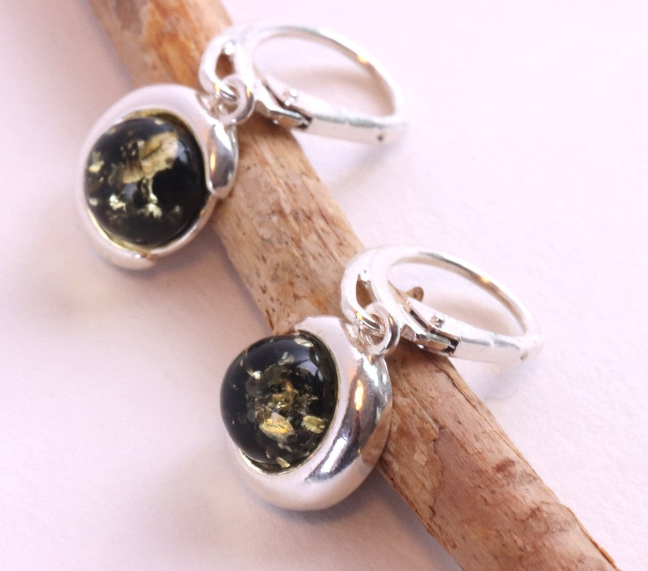 Green Amber Gem Earrings