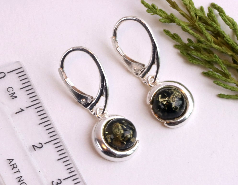 Green Amber Gem Earrings