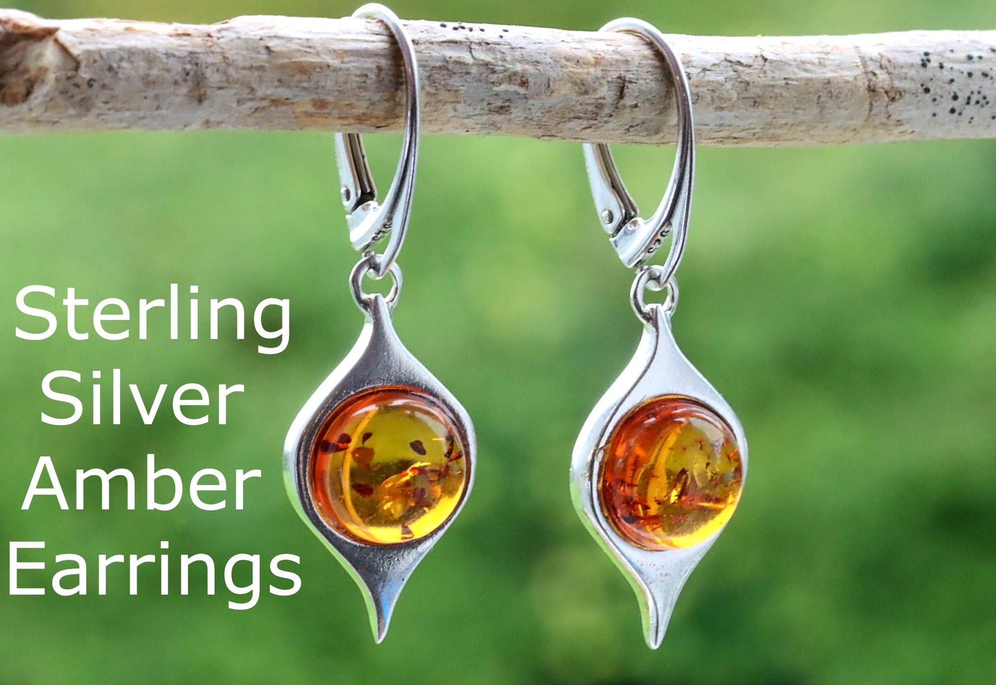 Sterling Silver Amber Earrings