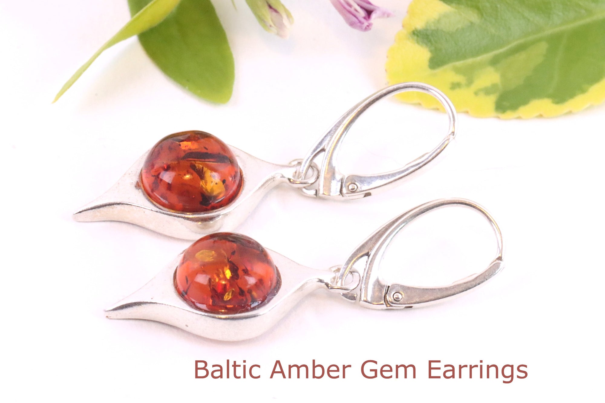 Sterling Silver Amber Earrings