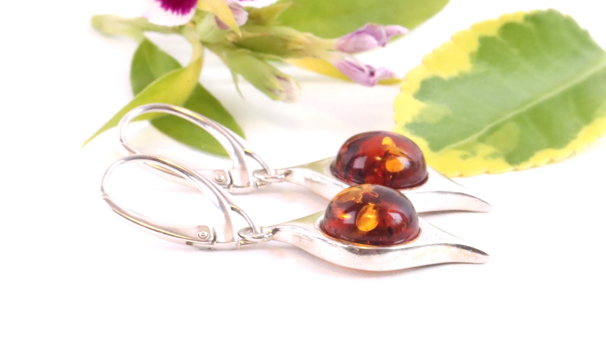 Sterling Silver Amber Earrings