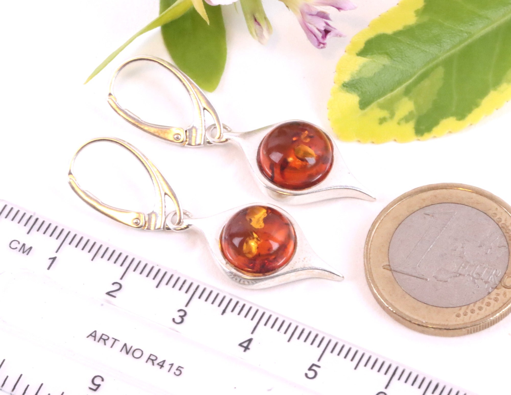 Sterling Silver Amber Earrings