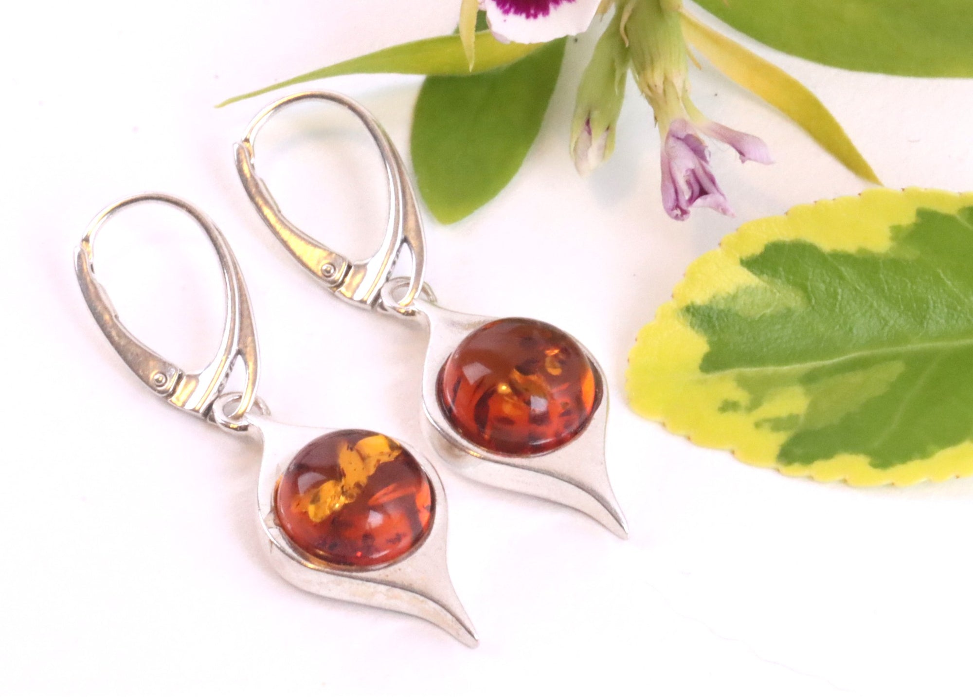 Sterling Silver Amber Earrings