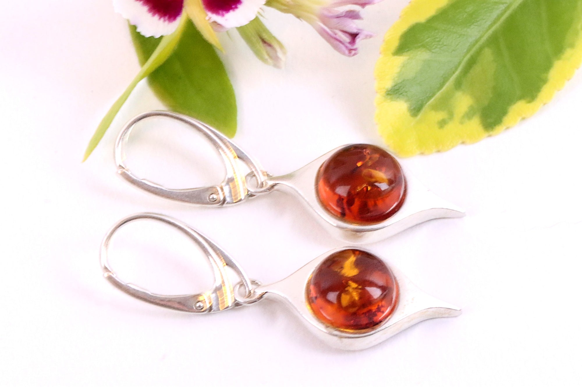 Sterling Silver Amber Earrings