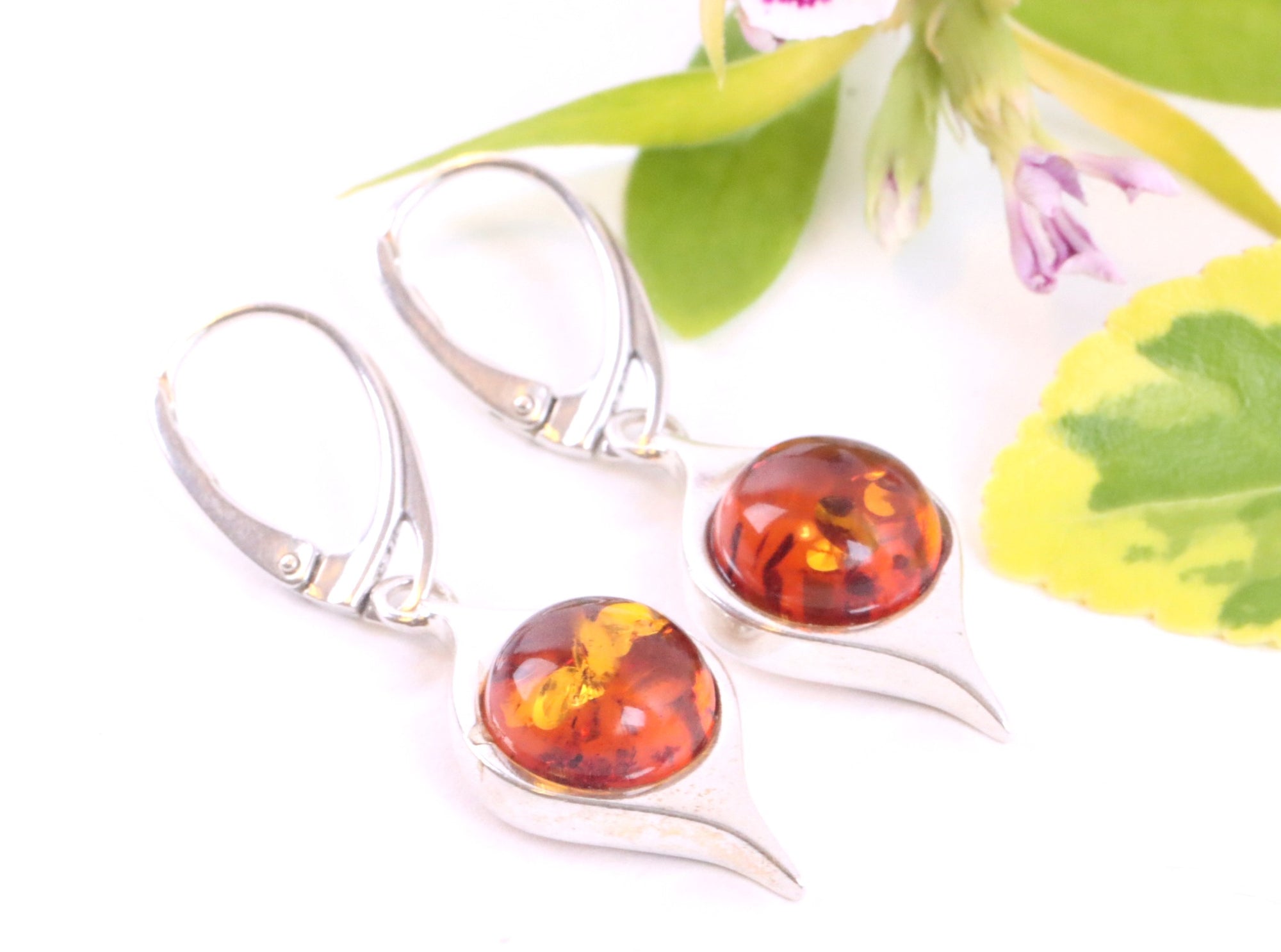 Sterling Silver Amber Earrings