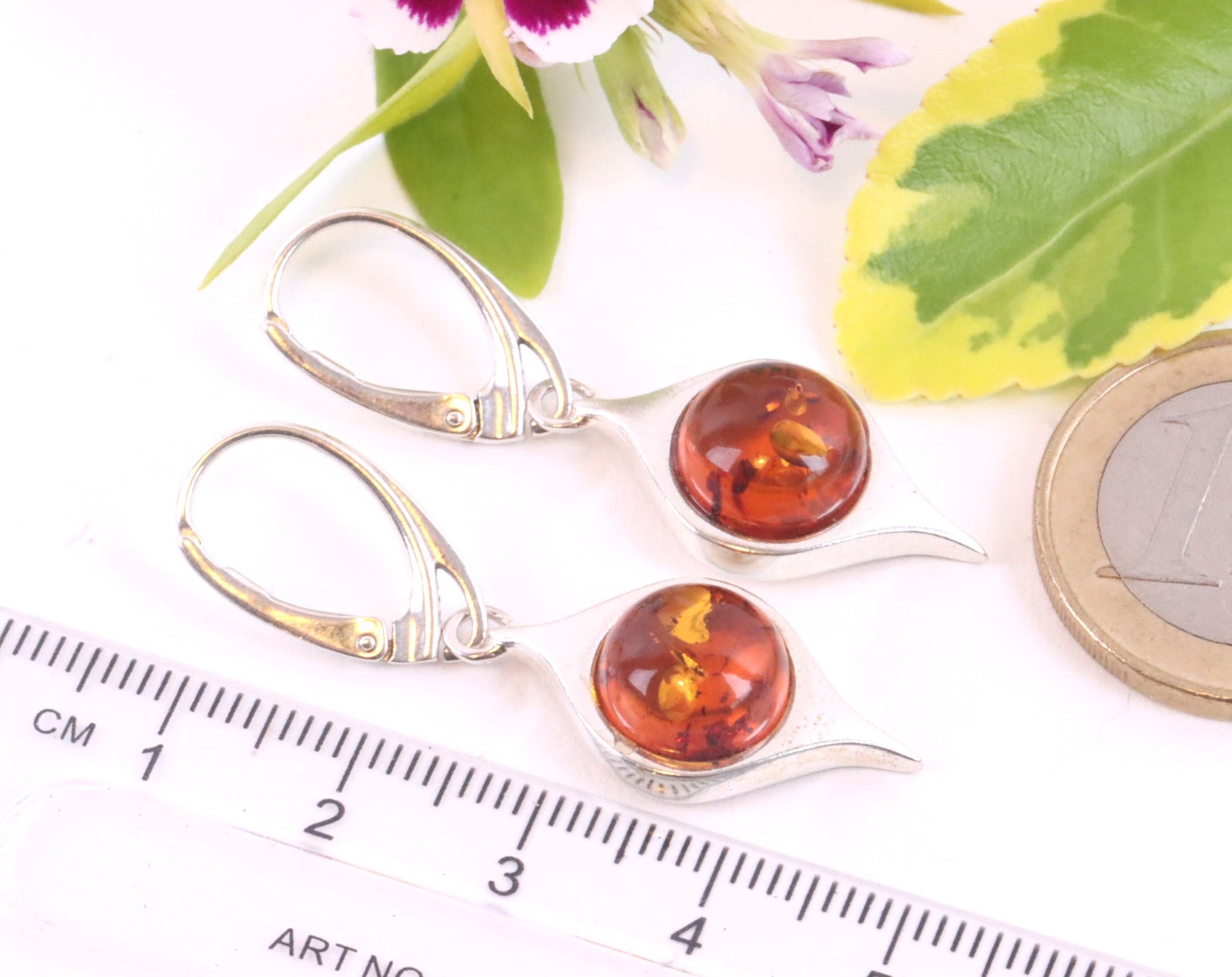 Sterling Silver Amber Earrings