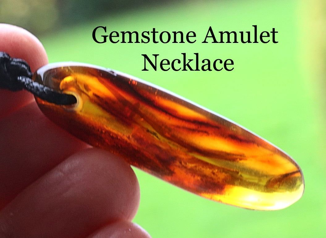 Baltic Amber Amulet Pendant / Gemstone Amulet Necklace