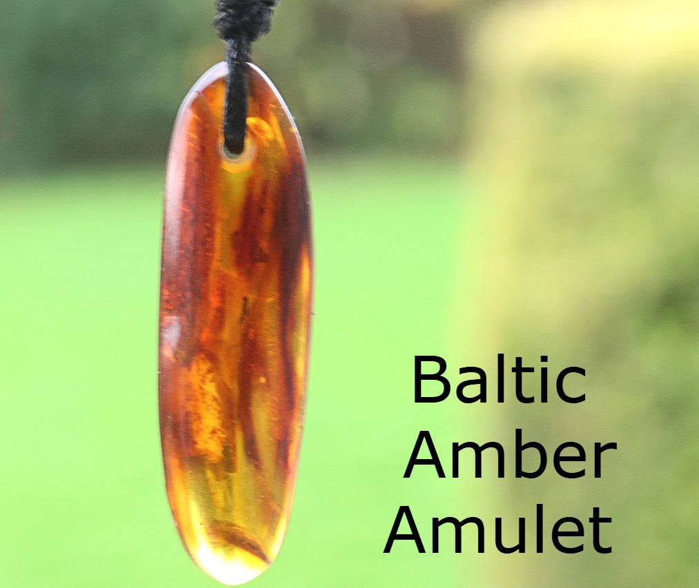 Baltic Amber Amulet Pendant / Gemstone Amulet Necklace