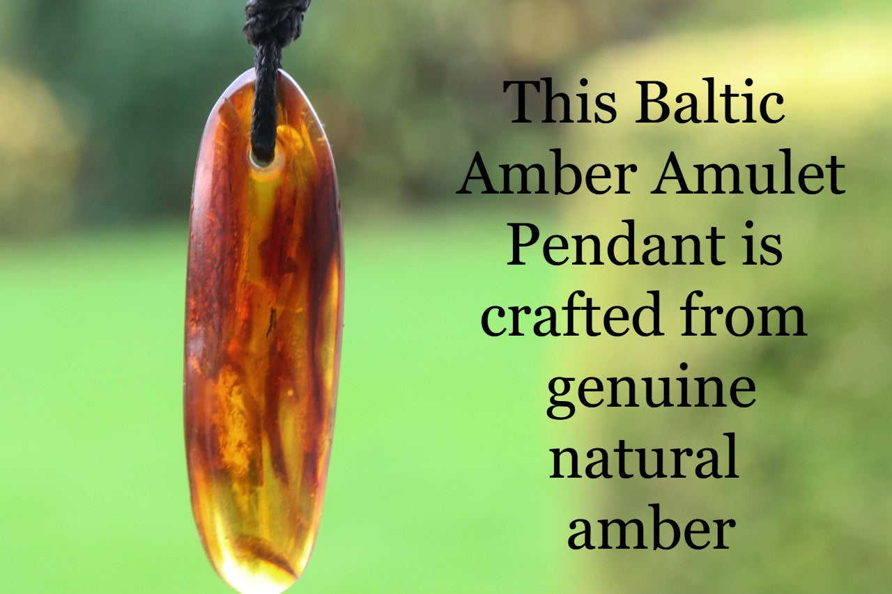 Baltic Amber Amulet Pendant / Gemstone Amulet Necklace