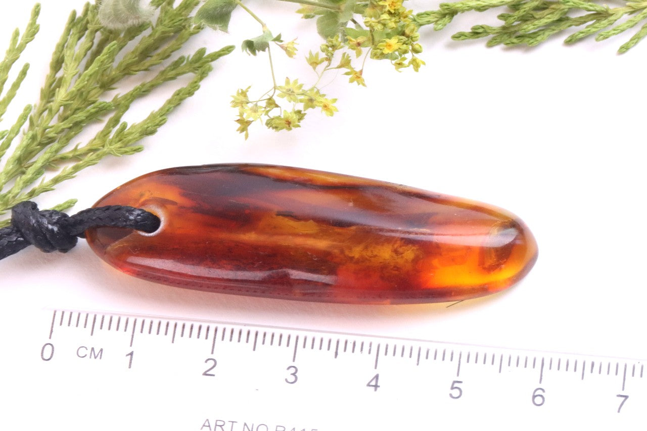 Baltic Amber Amulet Pendant / Gemstone Amulet Necklace