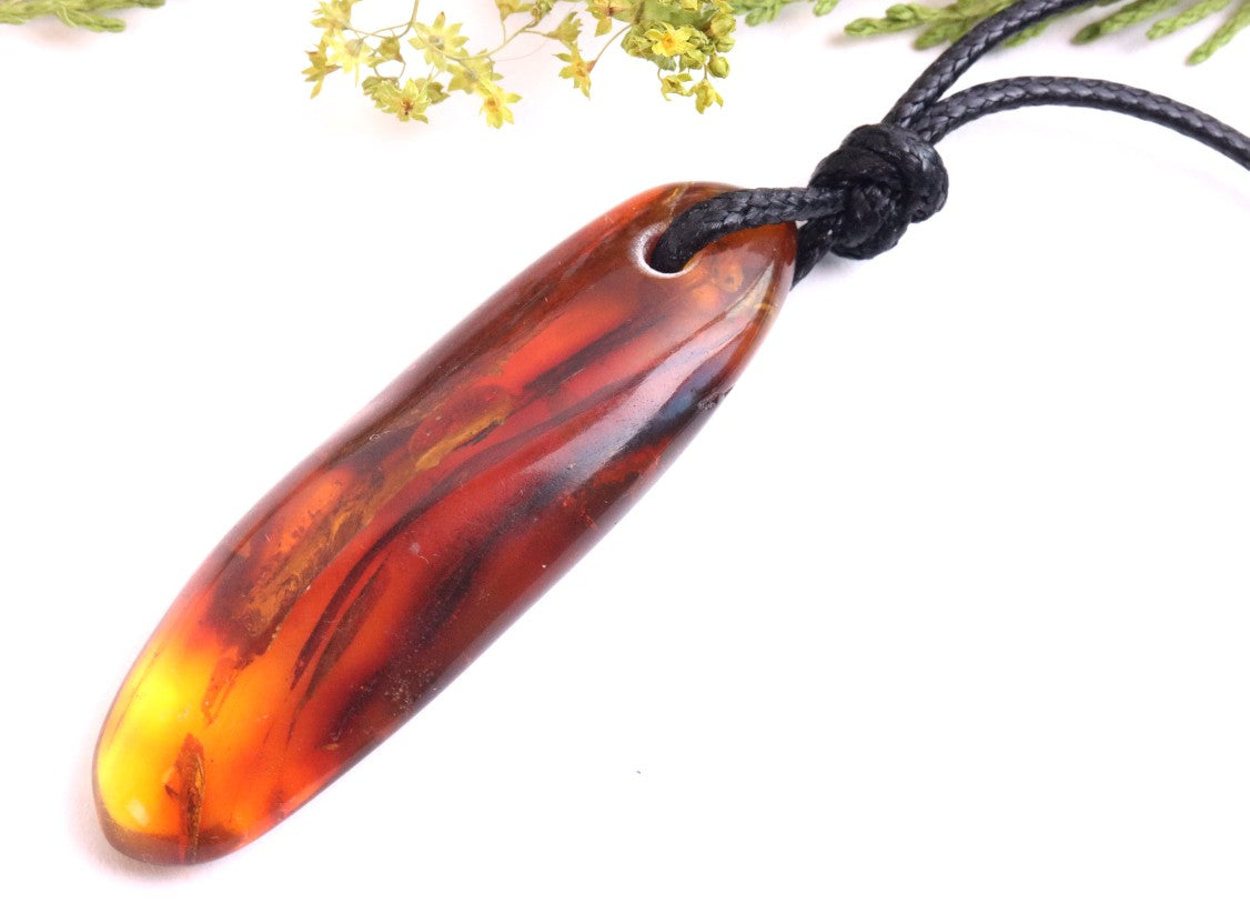 Baltic Amber Amulet Pendant / Gemstone Amulet Necklace