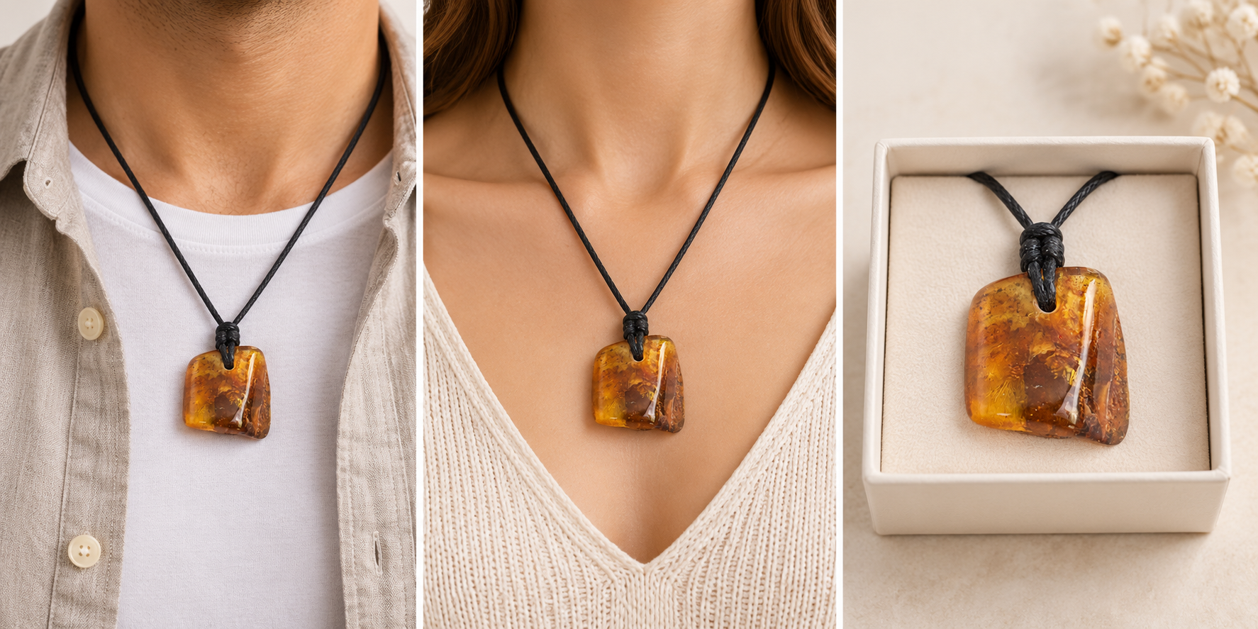 Natural Baltic Amber Amulet Pendant