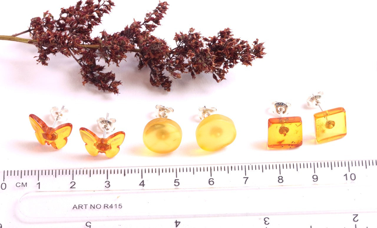 Special Offer Amber Stud Earrings Set (3 Pairs)