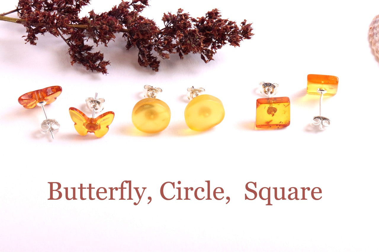 Special Offer Amber Stud Earrings Set (3 Pairs)