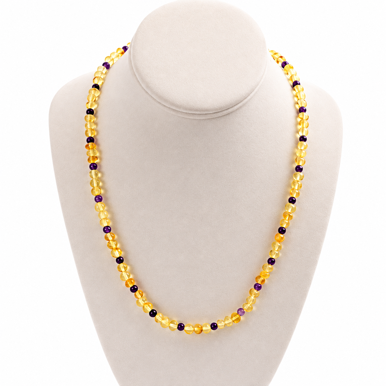 Amethyst and Baltic Amber Adult Necklace