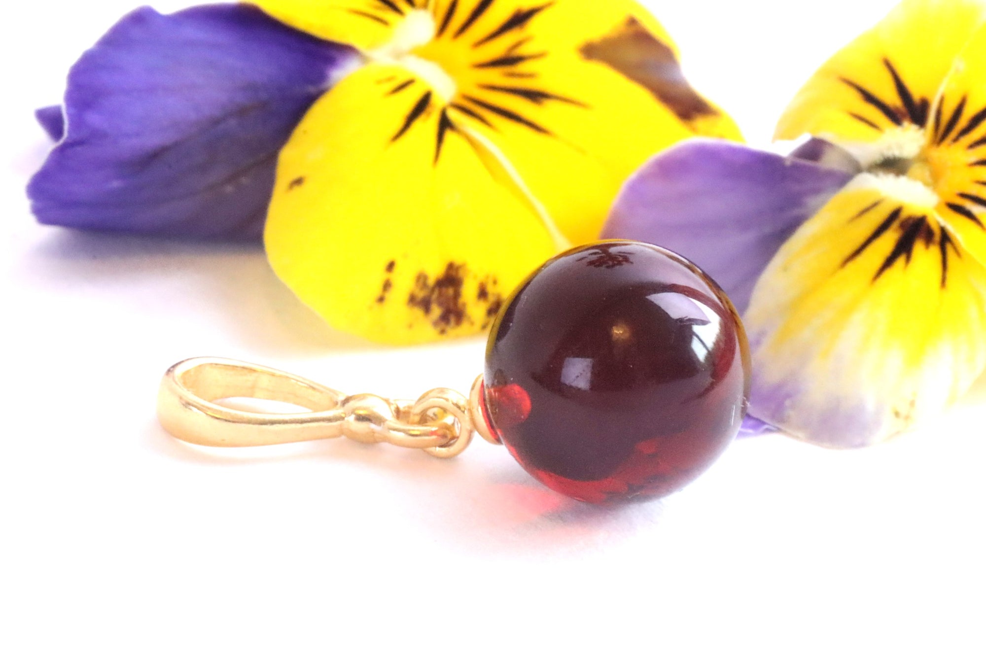 925 Gold Plated Silver Amber Gemstone Pendant