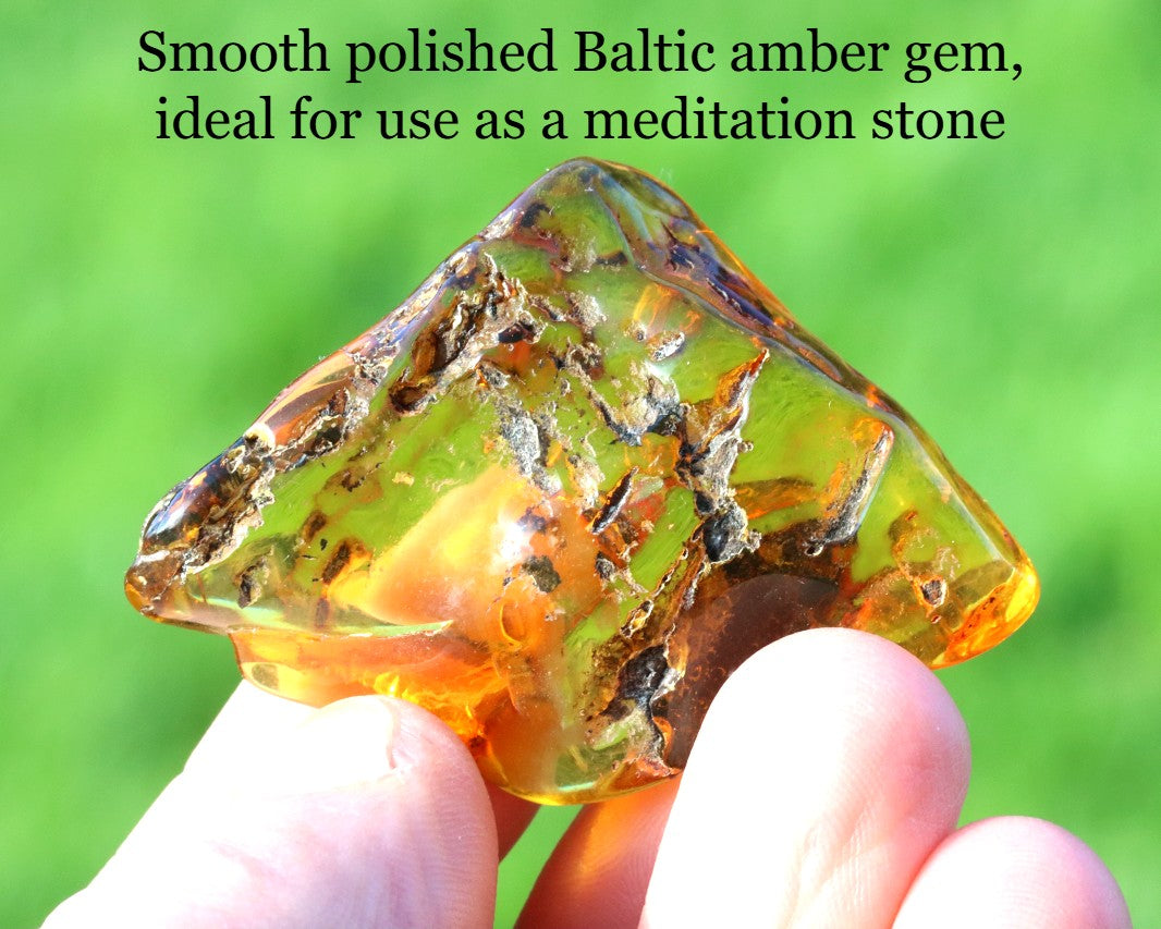 Natural Baltic Amber Gem / Calming Meditation Stone