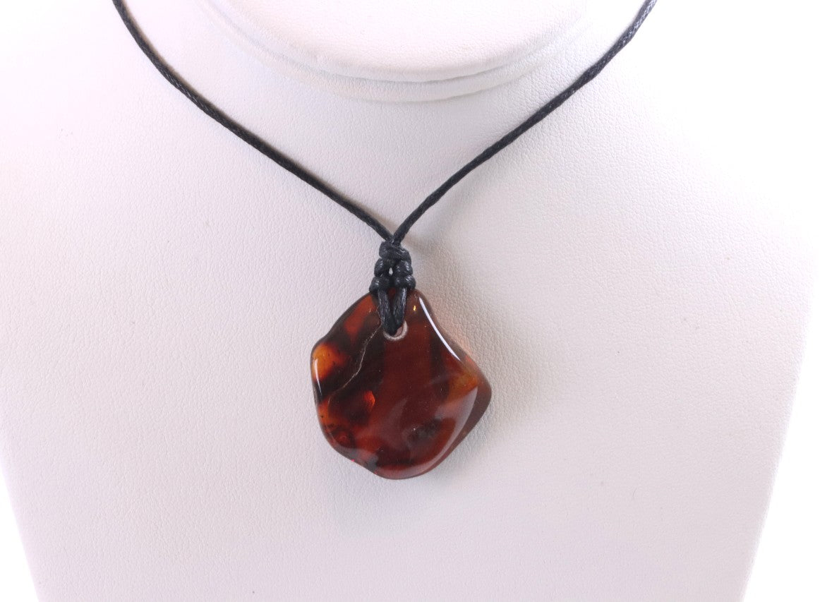 Natural Red Cherry Baltic Amber Amulet | Eco Jewelry