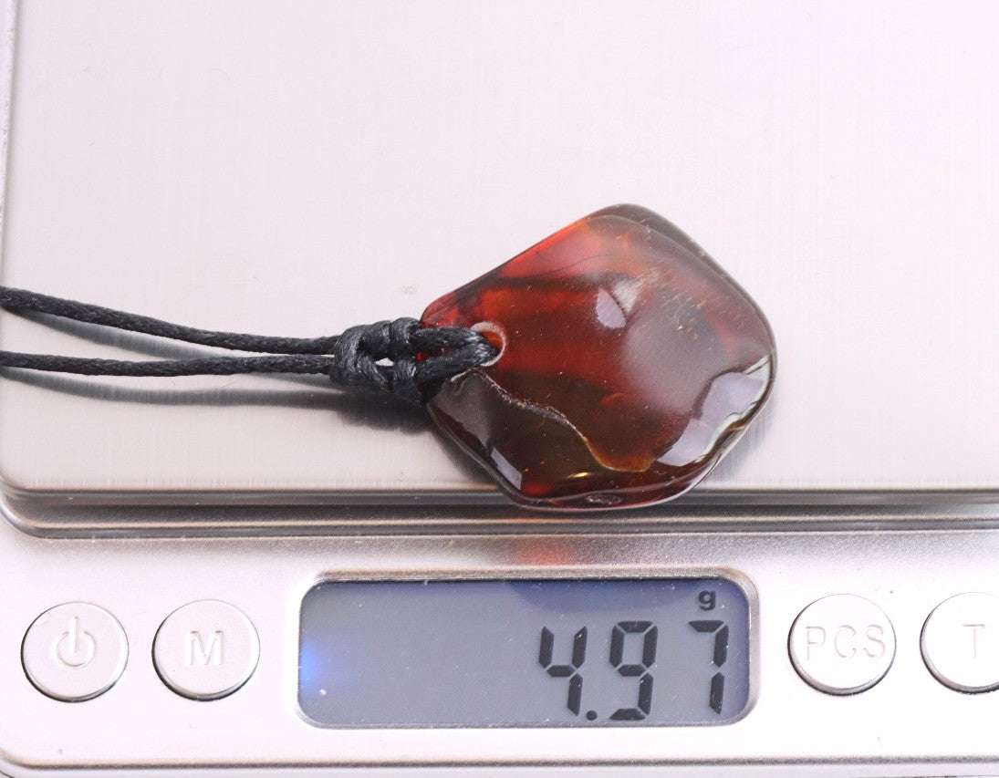 Natural Red Cherry Baltic Amber Amulet | Eco Jewelry