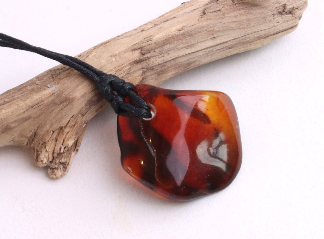 Natural Red Cherry Baltic Amber Amulet | Eco Jewelry