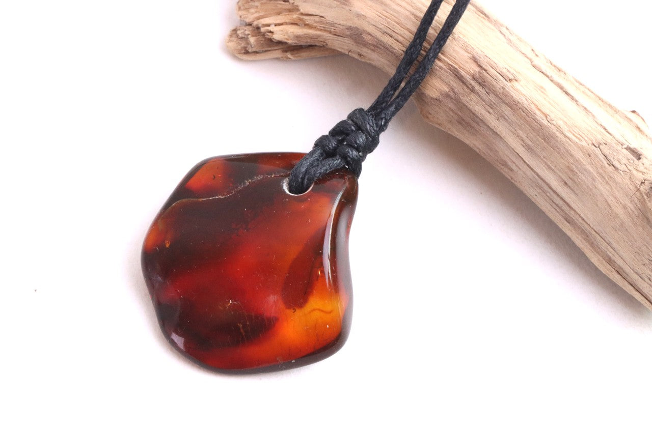 Natural Red Cherry Baltic Amber Amulet | Eco Jewelry