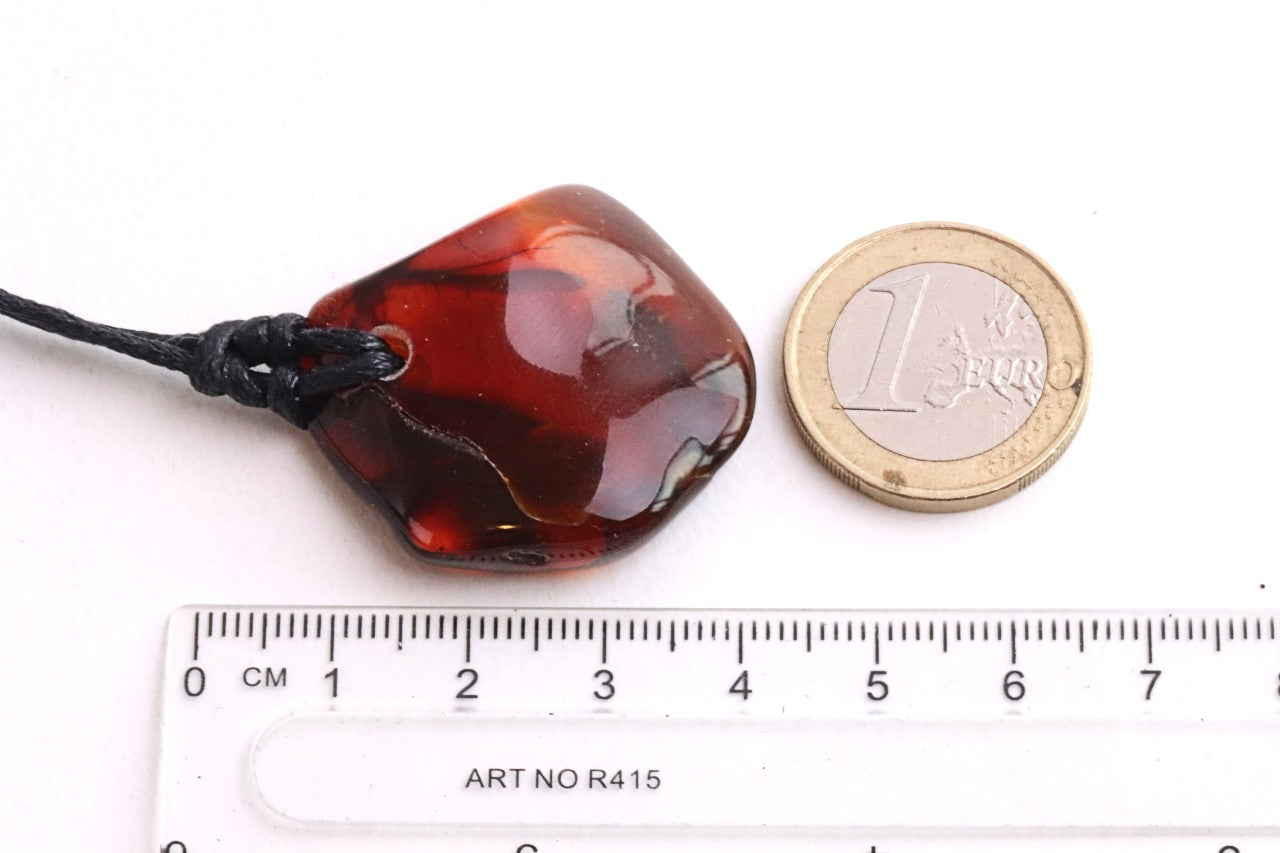 Natural Red Cherry Baltic Amber Amulet | Eco Jewelry