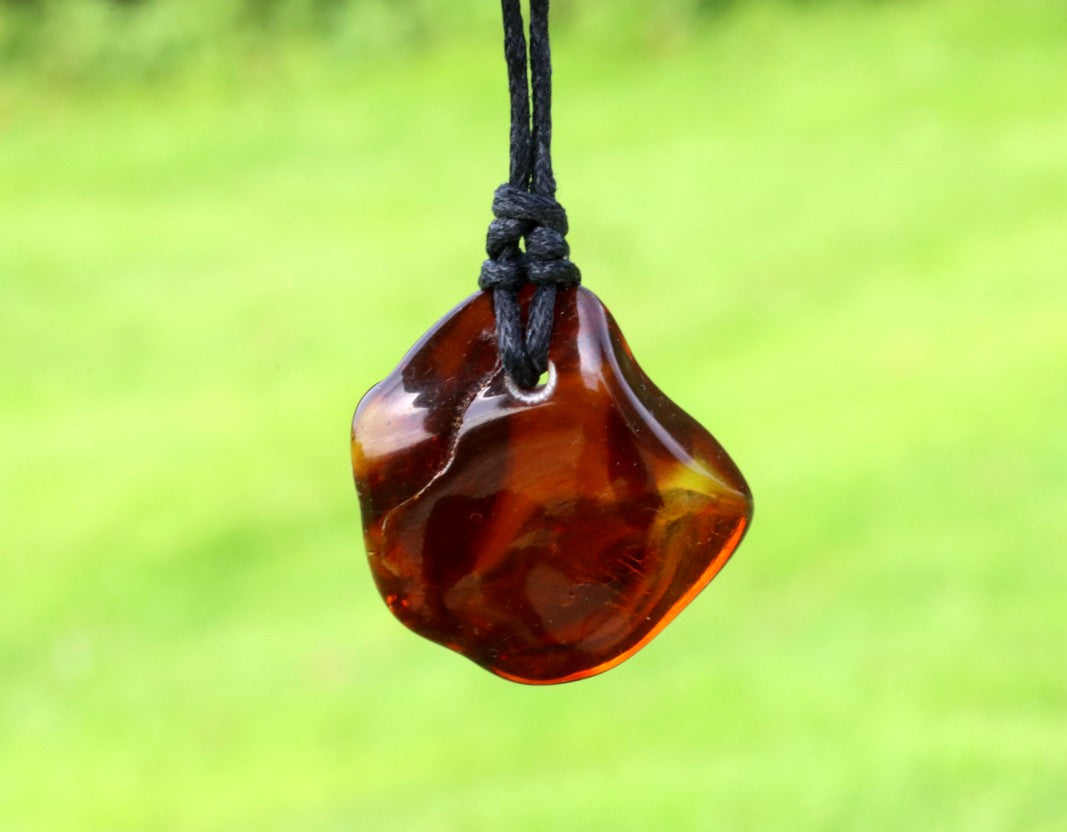 Natural Red Cherry Baltic Amber Amulet | Eco Jewelry