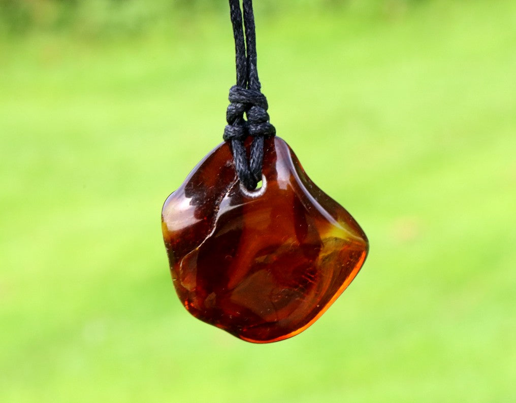 Natural Red Cherry Baltic Amber Amulet | Eco Jewelry