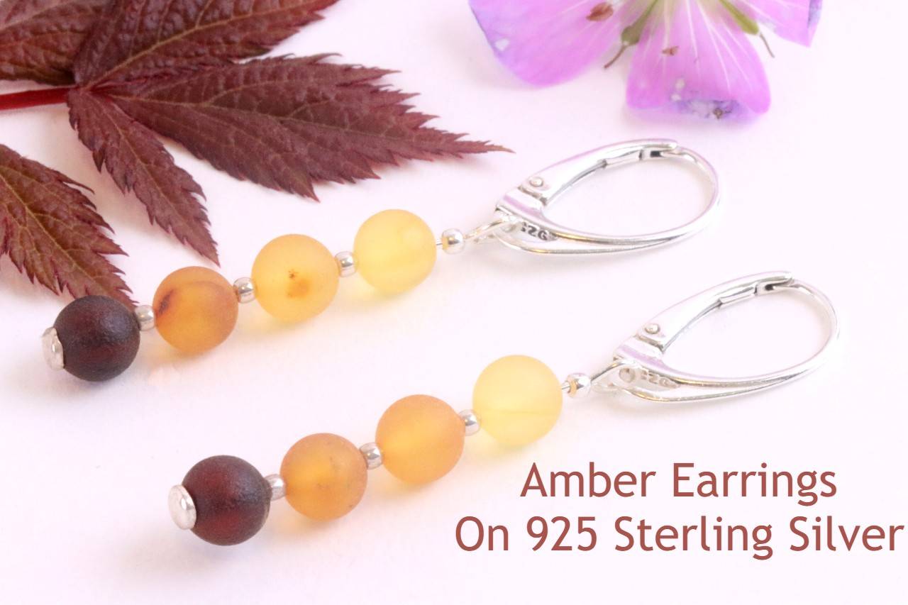 Matt Finished Baltic Amber Earrings