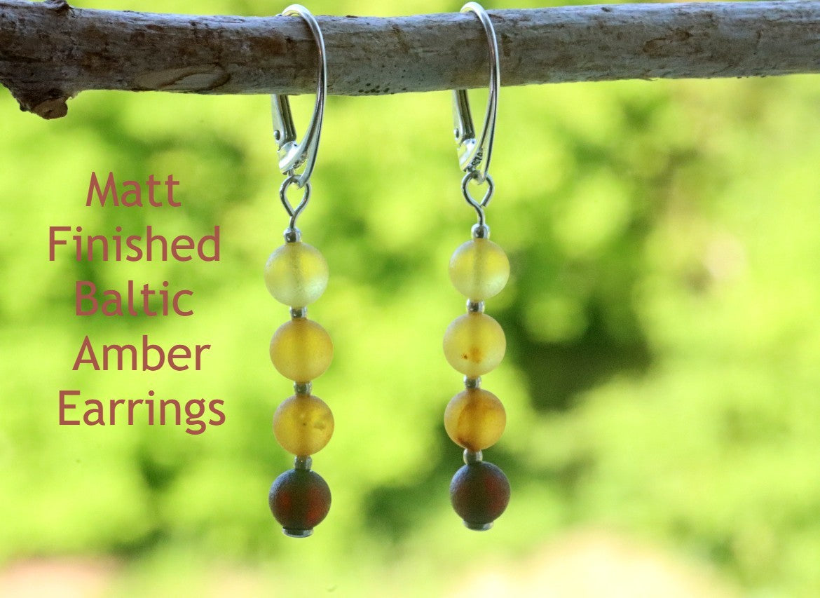 Matt Finished Baltic Amber Earrings