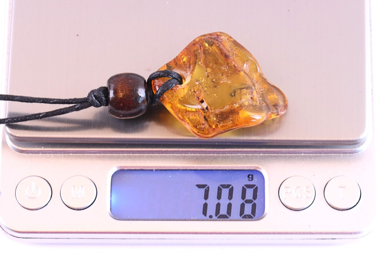 Unique Baltic Amber Amulet with Wooden Bead