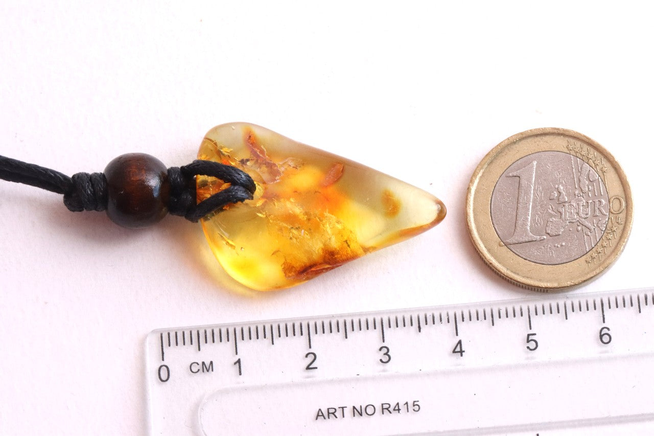 Unique Baltic Amber Amulet with Wooden Bead