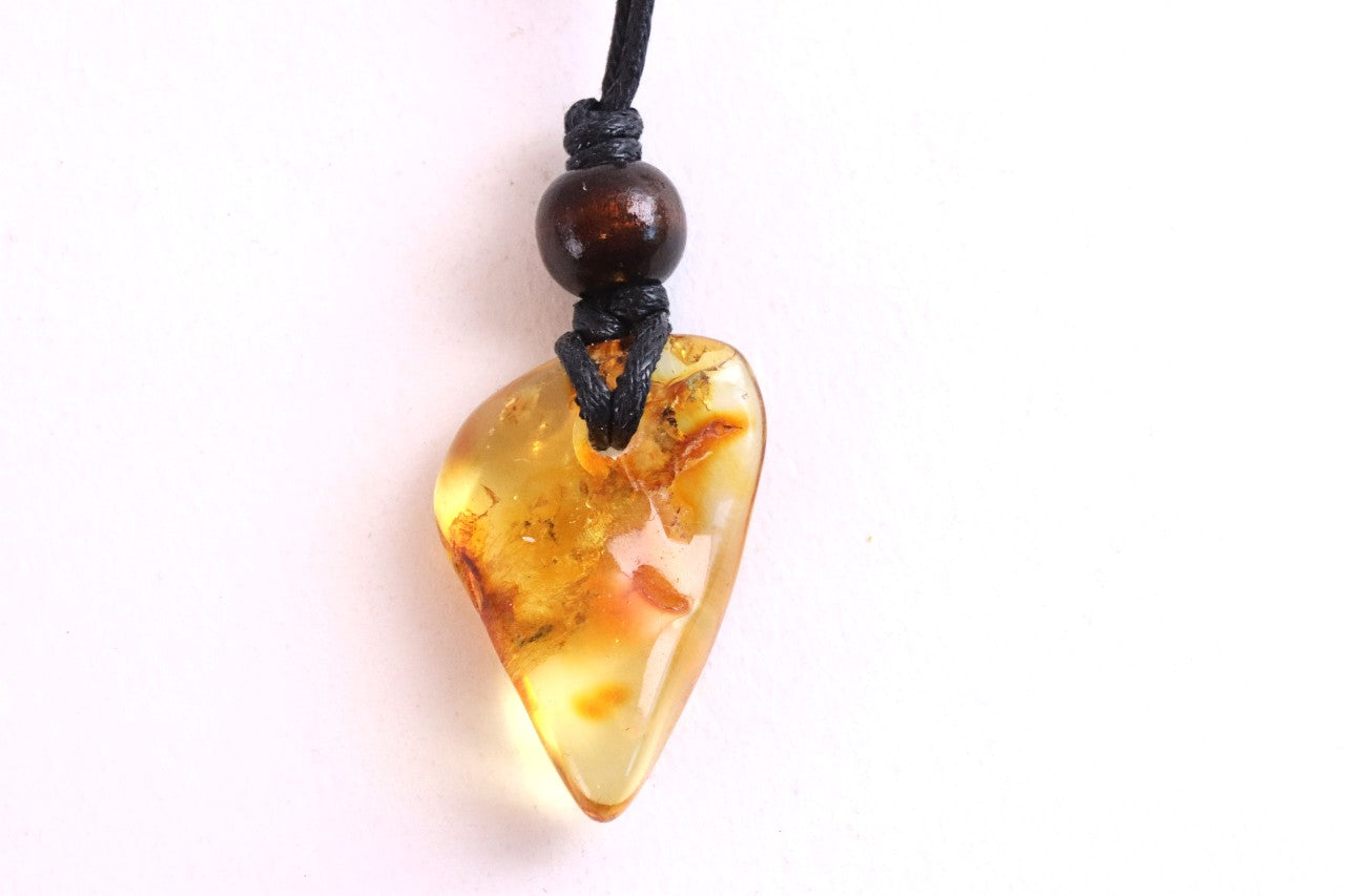 Unique Baltic Amber Amulet with Wooden Bead