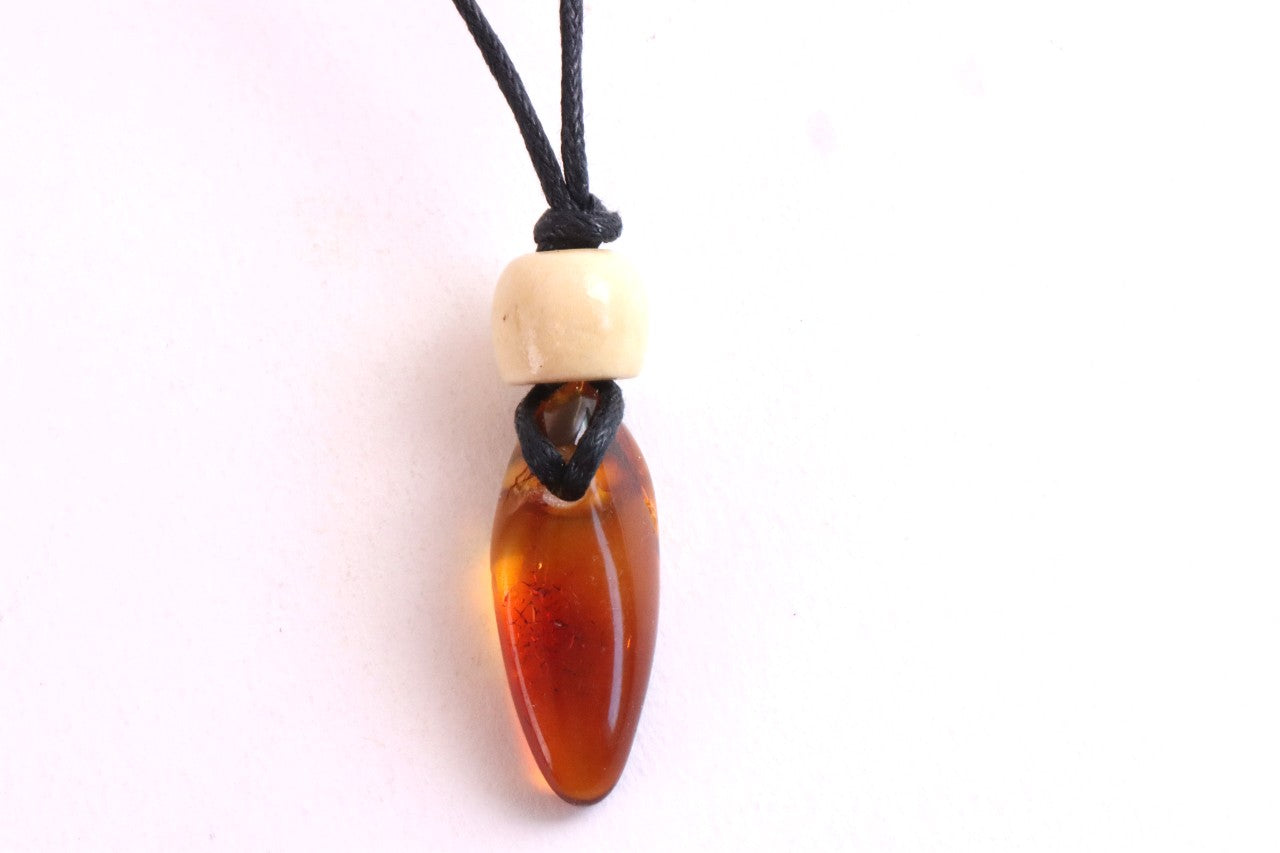 Unique Baltic Amber Amulet with Wooden Bead