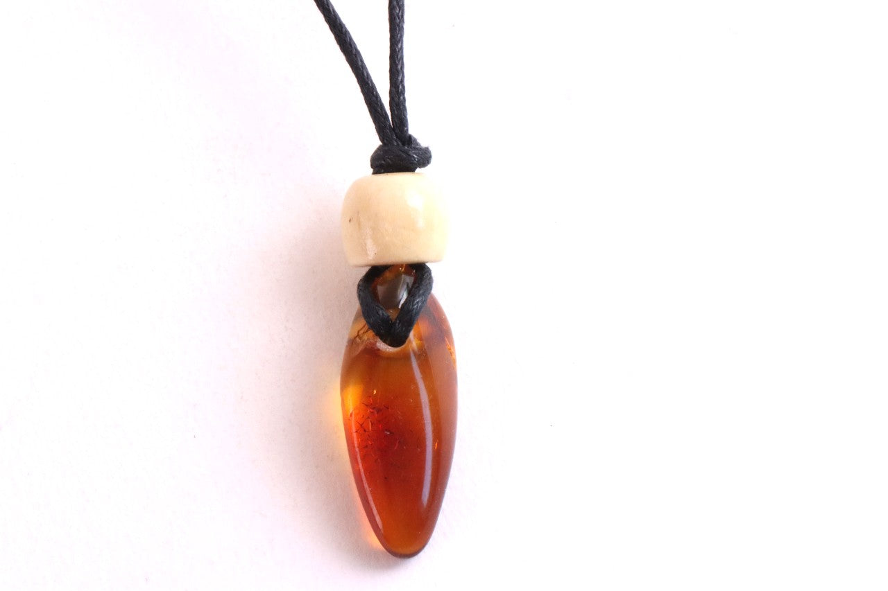 Unique Baltic Amber Amulet with Wooden Bead