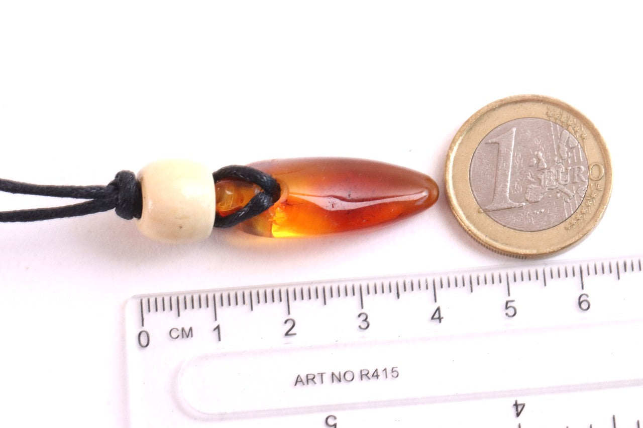 Unique Baltic Amber Amulet with Wooden Bead
