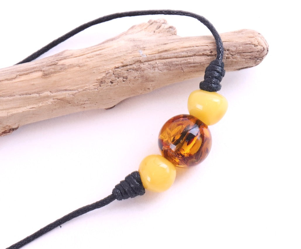 Baltic Amber Trio Amulet Necklace