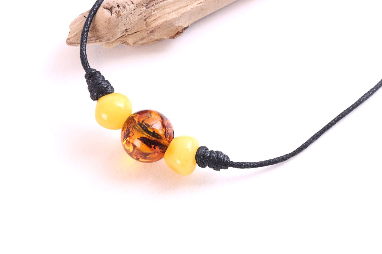 Baltic Amber Trio Amulet Necklace