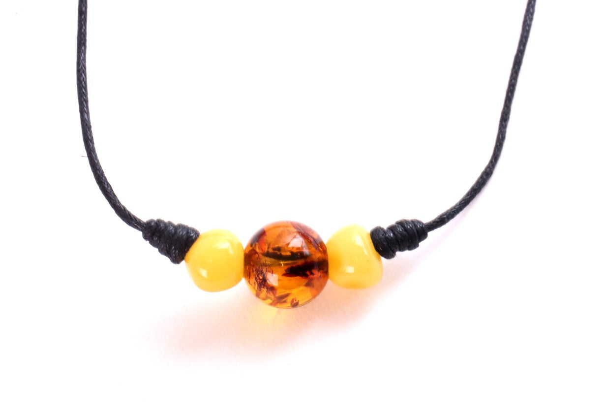 Baltic Amber Trio Amulet Necklace