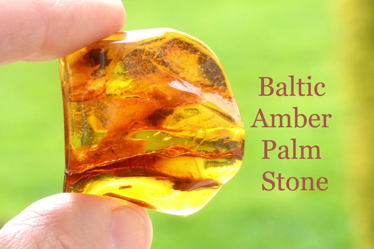 Baltic Amber Palm Stone – Smooth Meditation & Stress Relief Gem
