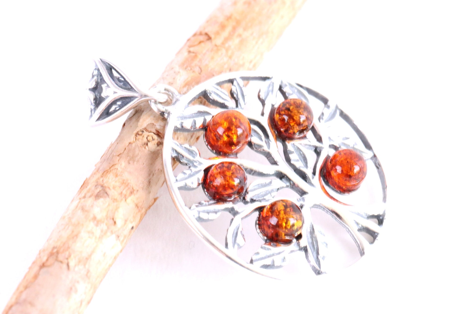 Tree Pendant with Honey Amber