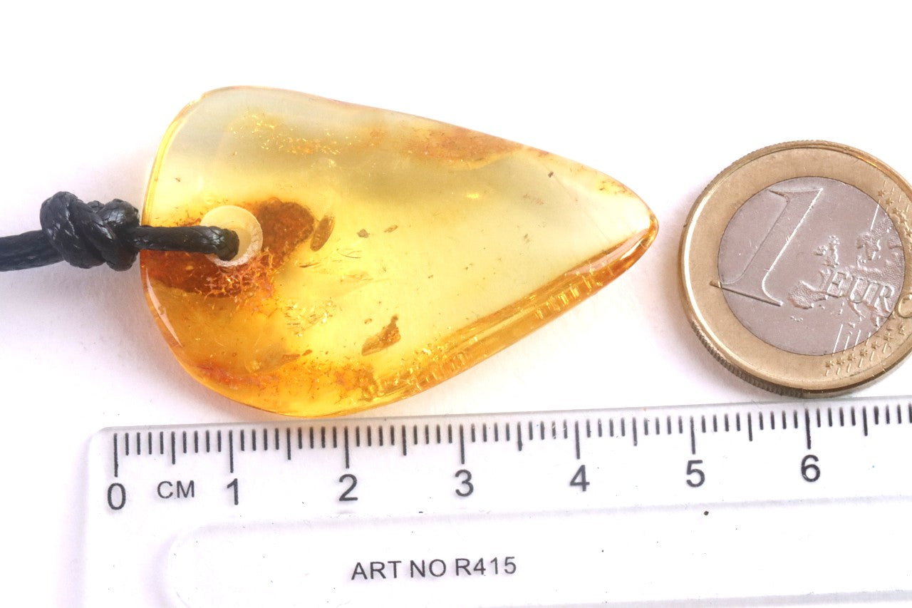 Natural Baltic Amber Amulet Tumbled Gem on Adjustable Cord