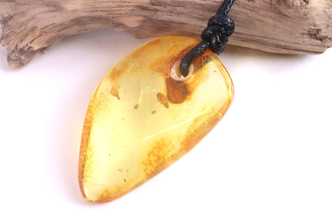 Natural Baltic Amber Amulet Tumbled Gem on Adjustable Cord