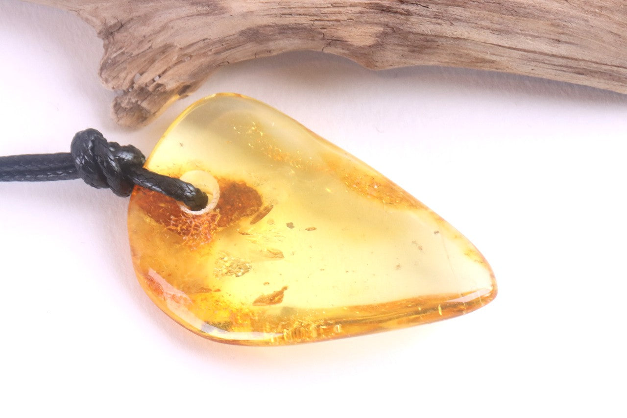 Natural Baltic Amber Amulet Tumbled Gem on Adjustable Cord