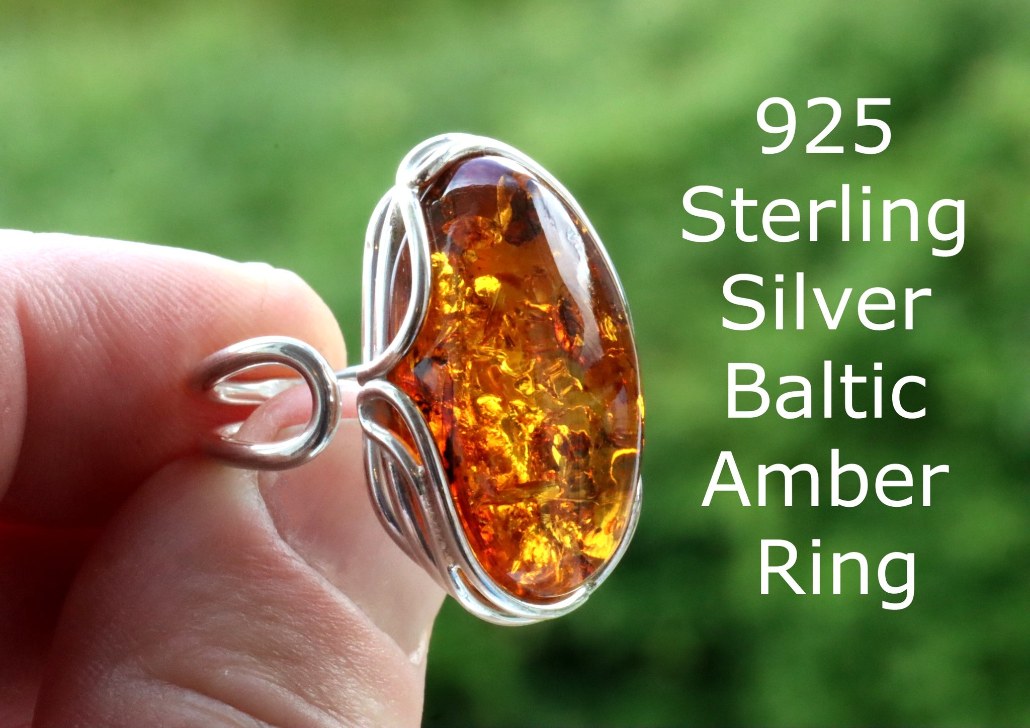 Honey Oval Amber Gemstone Ring