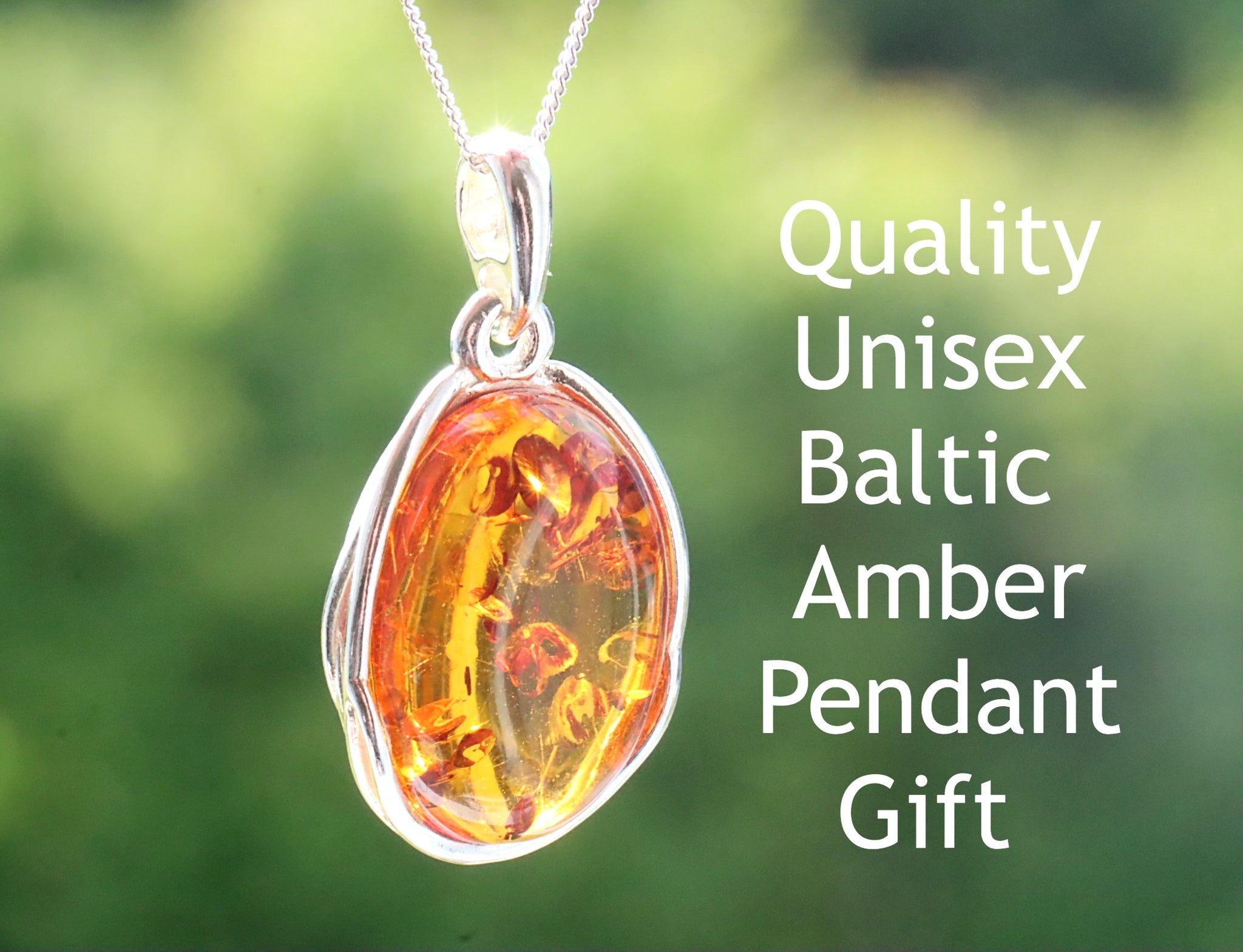 Quality Oval Amber Pendant.